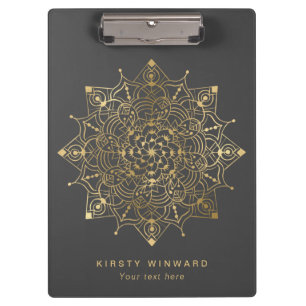 Stilvolles dunkelgraues und goldenes Folien-Boho-M Klemmbrett