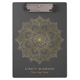 Stilvolles dunkelgraues und goldenes Folien-Boho-M Klemmbrett