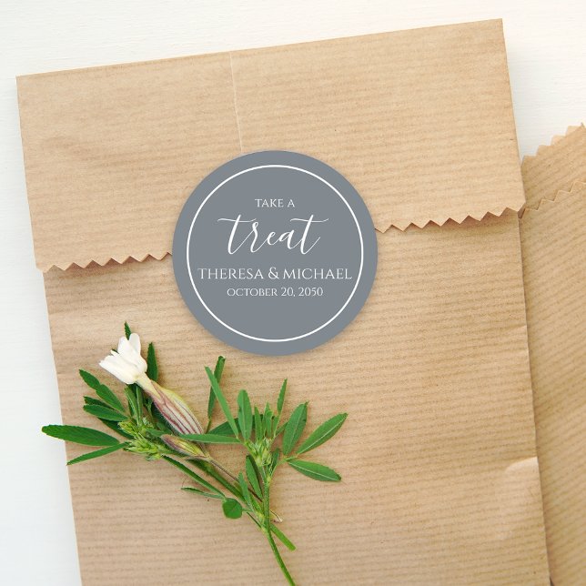 Stilvolles Dusty Blue Simple Take a Leckerei Calli Runder Aufkleber (Von Creator hochgeladen)