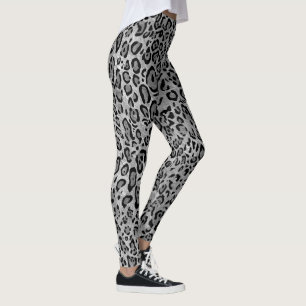Stilvolles, einfarbiges, graues Leopard-Druckmuste Leggings
