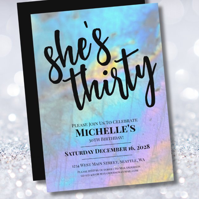 Stilvolles Elegant Moderne 30. Geburtstag Einladung (Stylish Elegant Colorful Modern 30th Birthday Invitation)