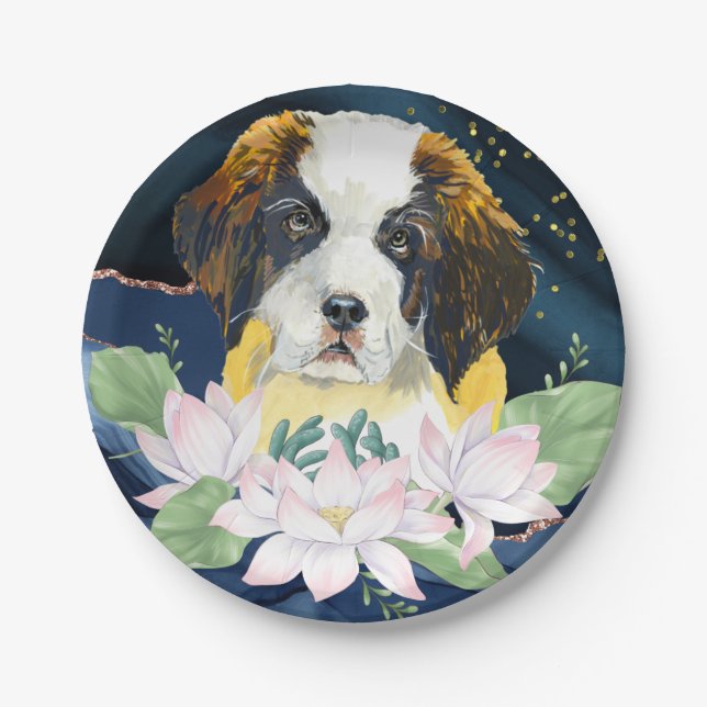 Stilvolles, elegantes Design mit St. Bernard Hund  Pappteller (Vorderseite)