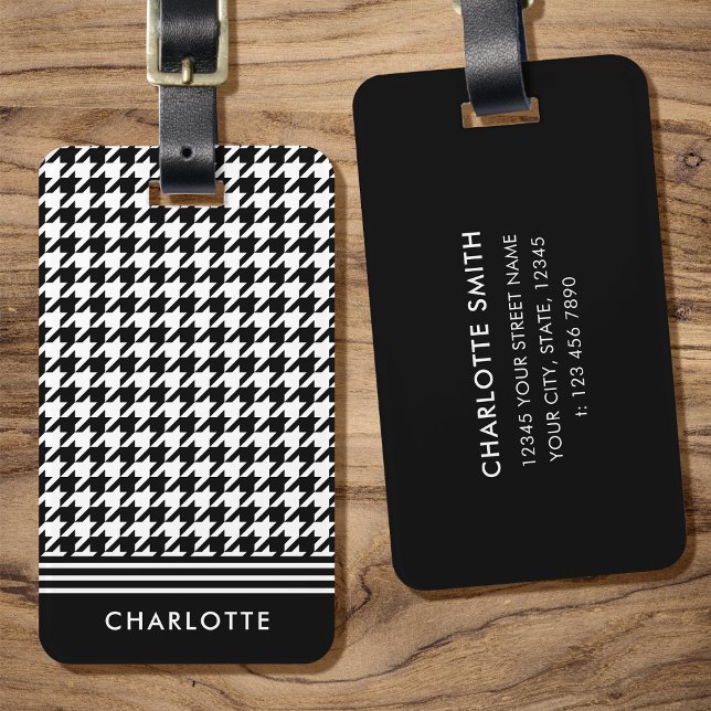 Stilvolles elegantes Hahnentrittmuster Schwarz-wei Gepäckanhänger (Von Creator hochgeladen)