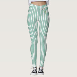 Stilvolles Enteneiblau gestreiftes Wasserfarben-Gä Leggings