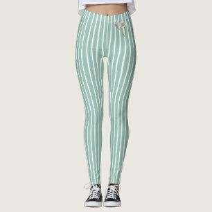 Stilvolles Enteneiblau gestreiftes Wasserfarben-Gä Leggings