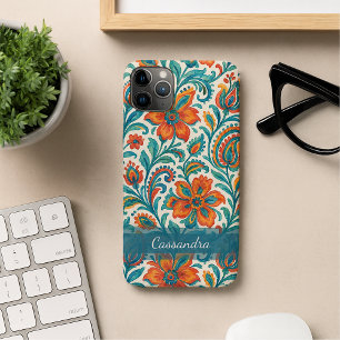 Stilvolles ethnisches, farbenfrohes Paisley-Blumen iPhone 16 Pro Max Hülle