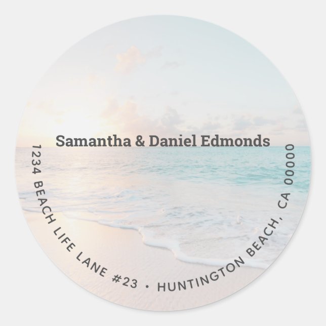 Stilvolles Etikett für die Rücksendeadresse am Str Runder Aufkleber (Vorderseite)