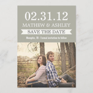 Stilvolles Fahnen-Kies-Grau lädt Save the Date ein