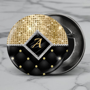 Stilvolles falsches Kristall-Gold-schwarzes Diaman Button