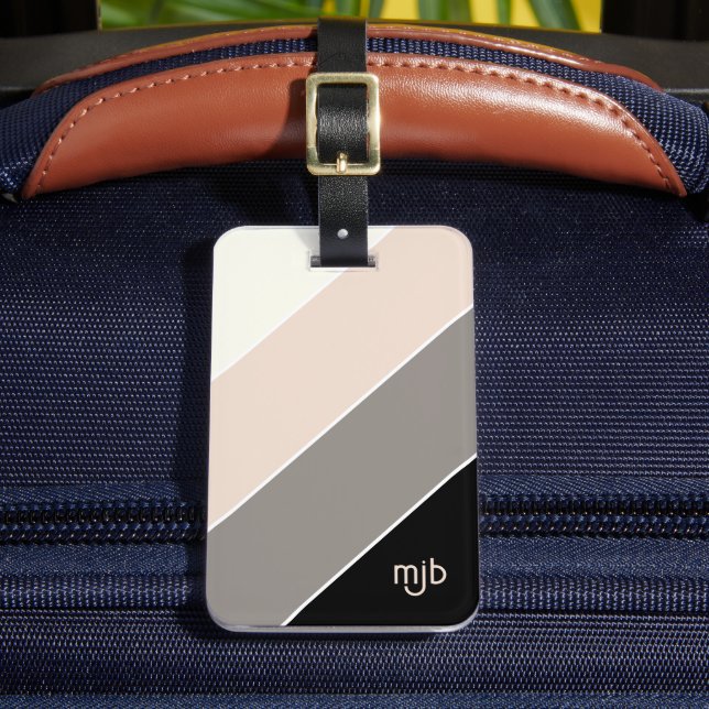 Stilvolles Farbblockmuster mit Monogramm Gepäckanhänger (Vorderseite Insitu 2)