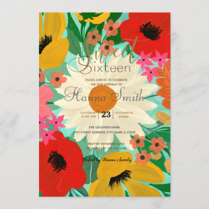 Stilvolles farbenfrohes Blumendesign Einladung