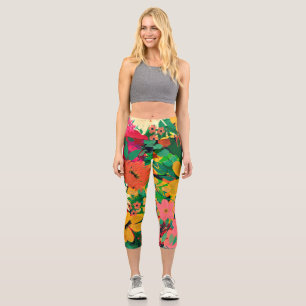 Stilvolles farbenfrohes, florales Design Capri Leggings