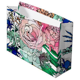 Stilvolles farbenfrohes, florales Muster Große Geschenktüte