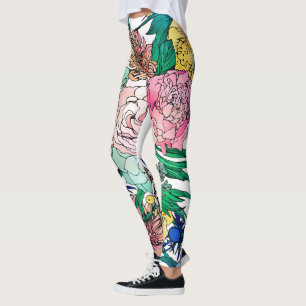 Stilvolles farbenfrohes, florales Muster Leggings