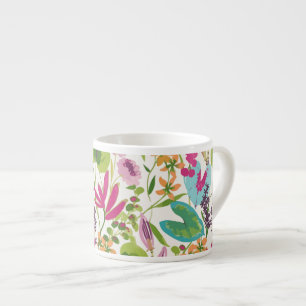 Stilvolles farbenfrohes Sommer-Tropen-Blumenmuster Espressotasse