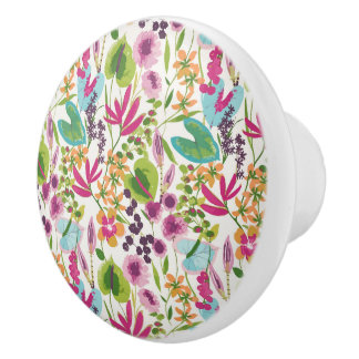 Stilvolles farbenfrohes Sommer-Tropen-Blumenmuster Keramikknauf