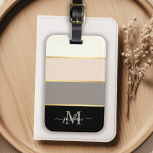 Stilvolles feminin gestreiftes Muster mit Monogram Gepäckanhänger