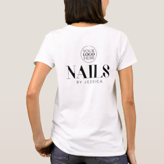Stilvolles Firmenmitarbeiter-Name-Logo Nagelstudio T-Shirt