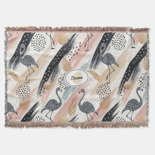 Stilvolles Flamingo- und Brushstroke-Muster Decke