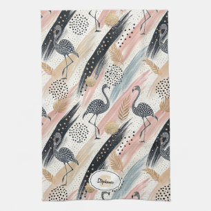 Stilvolles Flamingo- und Brushstroke-Muster Geschirrtuch