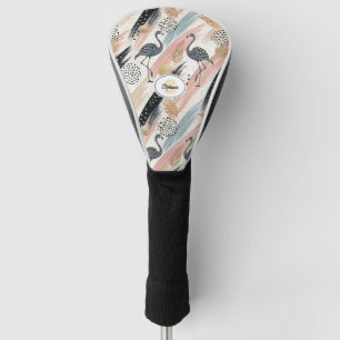 Stilvolles Flamingo- und Brushstroke-Muster Golf Headcover