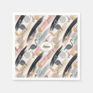 Stilvolles Flamingo- und Brushstroke-Muster Serviette