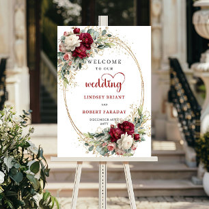 Stilvolles florales Hochzeits-Willkommensschild zu Poster
