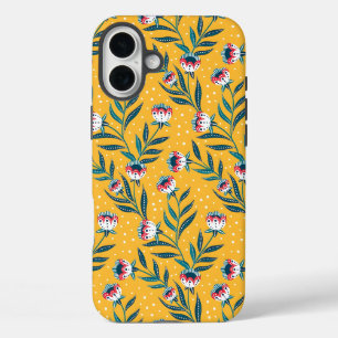 Stilvolles florales Motiv mit Punkten und grünen B iPhone 16 Plus Hülle