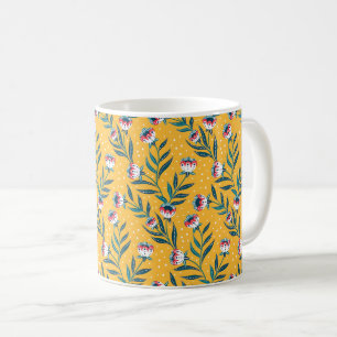 Stilvolles florales Motiv mit Punkten und grünen B Kaffeetasse