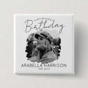 Stilvolles Foto Birthday Memorial Button