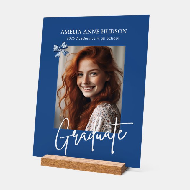 Stilvolles Foto Blue & White Graduate Acrylschild (Winkel)