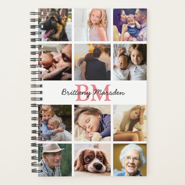 Stilvolles Foto Collage Monogram 2026 Planer (Vorderseite)