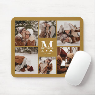 Stilvolles Foto Collage Personalisiert Monogram Ge Mousepad
