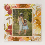 Stilvolles Foto für Wasserfarbenfloral Puzzle<br><div class="desc">Dieses maßgeschneiderte Puzzle bietet Ihnen Ihr Lieblings-Foto,  gerahmt von einem wunderschönen boho blühenden Aquarellbild in Herbstertönen. Tolle Geschenkidee!</div>