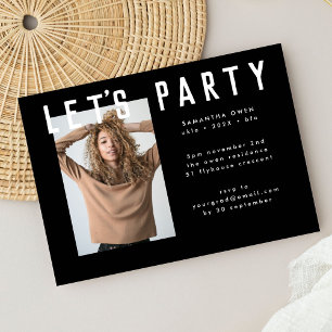 stilvolles Foto mit schwarzem Chic Mod Party Einladung