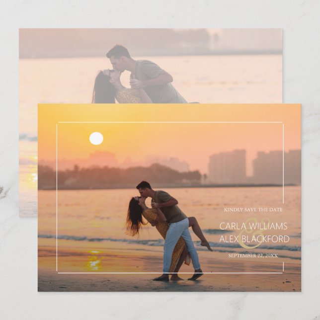 Stilvolles Foto Moderne Hochzeit rettet das Datum Save The Date (Vorne/Hinten)