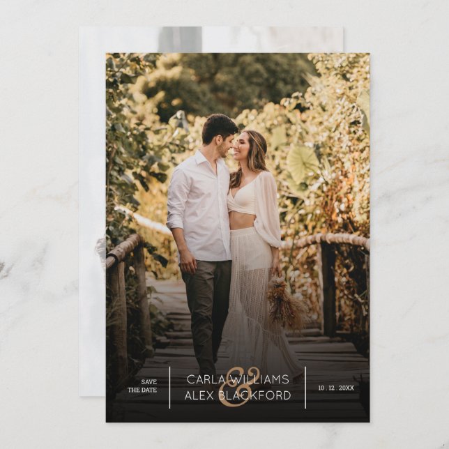 Stilvolles Foto Moderne Hochzeit rettet das Datum Save The Date (Vorne/Hinten)