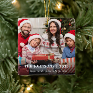 Stilvolles Foto Weihnachten Keramikornament