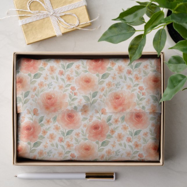 Stilvolles französisches Shabby Chic Blumenmuster Seidenpapier (Geschenk)