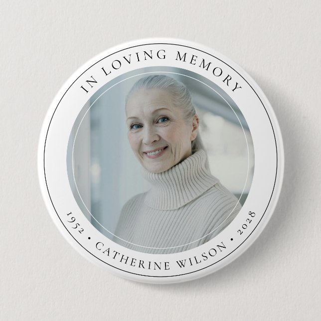 Stilvolles Gedenkfoto in liebevoller Erinnerung Button (Vorderseite)