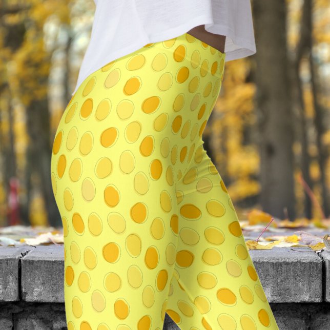 Stilvolles Gelb- und Lazer Lemon Polka Dot Pattern Leggings (Yellows on Lazer Lemon Yellow Leggings)