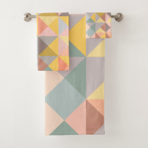 Stilvolles geometrisches Muster im Herbst-Erdton Badhandtuch Set