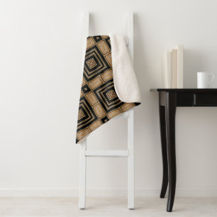 Stilvolles geometrisches Schwarz-Gold-Art-Deco-Mus Sherpadecke