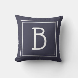 Stilvolles gerahmtes Monogramm Initial Mitternacht Kissen