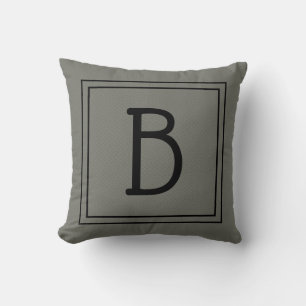 Stilvolles gerahmtes Monogramm Initial Moosgrün & Kissen