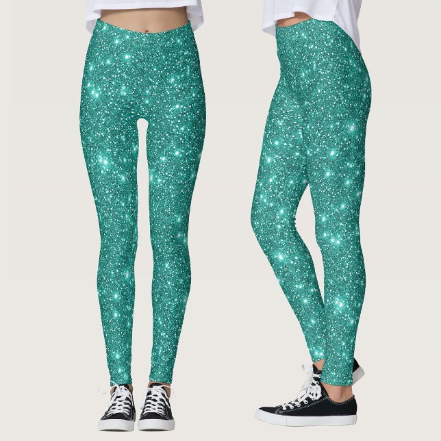 Stilvolles Glam Turquoise Aquamarin Aqua Glitzer P Leggings (Von Creator hochgeladen)