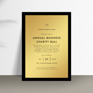 Stilvolles Gold Black Business Logo-Party Einladung