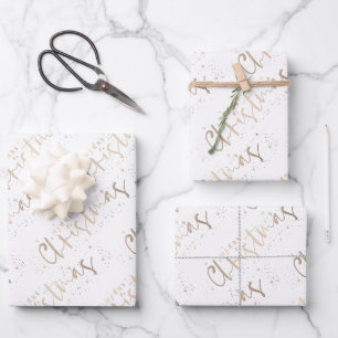 Stilvolles Gold Frohe Weihnachten Geschenkpapier Set