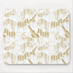 Stilvolles Gold Jungle Wild Animals Muster Mousepad