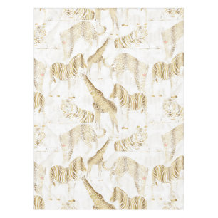 Stilvolles Gold Jungle Wild Animals Muster Tischdecke